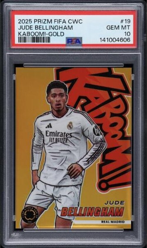 Jude Bellingham 2025 Panini Prizm FIFA Club World Cup Kaboom Gold /10, PSA 10
